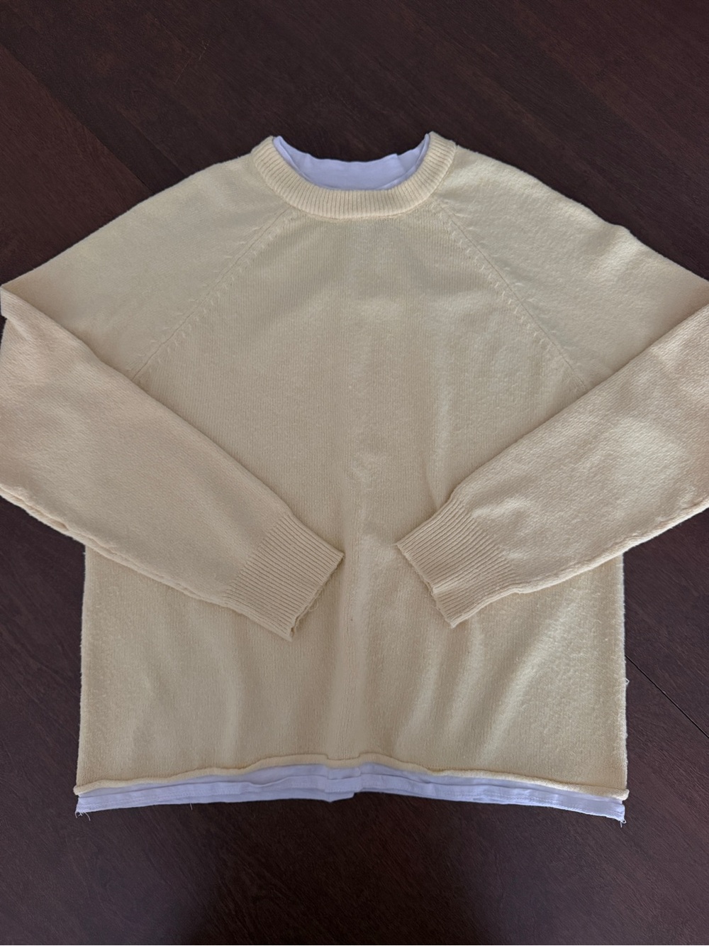 Butter Yellow Roll Hem Sweater Size M